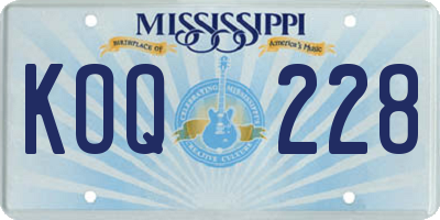 MS license plate KOQ228