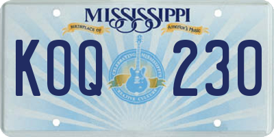 MS license plate KOQ230