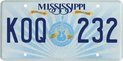 MS license plate KOQ232