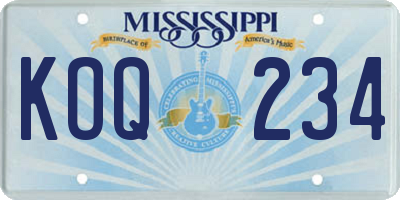 MS license plate KOQ234