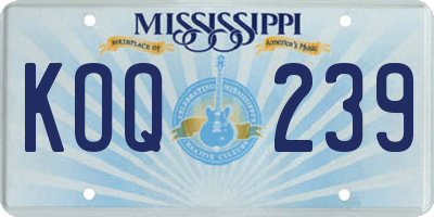 MS license plate KOQ239