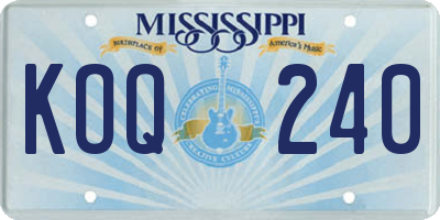 MS license plate KOQ240