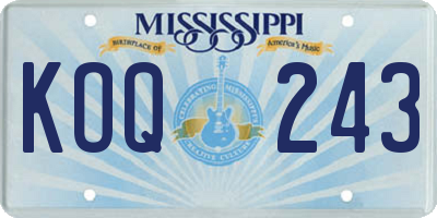 MS license plate KOQ243