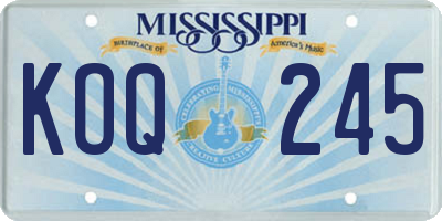 MS license plate KOQ245
