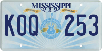 MS license plate KOQ253