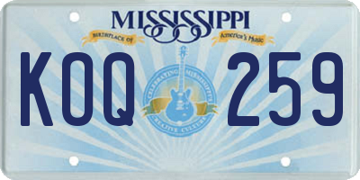 MS license plate KOQ259