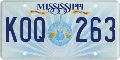 MS license plate KOQ263