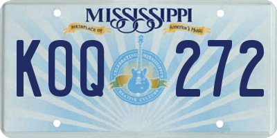 MS license plate KOQ272