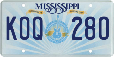 MS license plate KOQ280