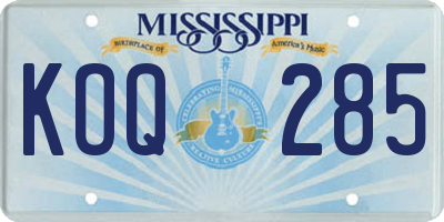 MS license plate KOQ285