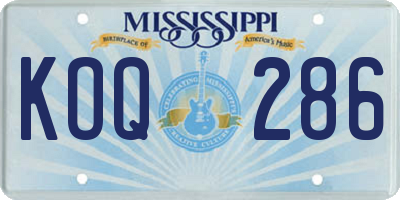 MS license plate KOQ286