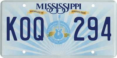 MS license plate KOQ294