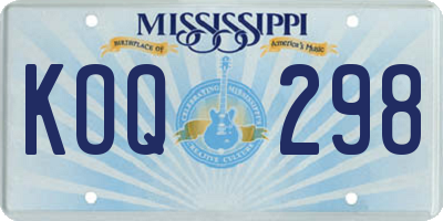 MS license plate KOQ298
