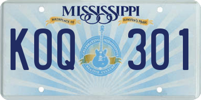 MS license plate KOQ301
