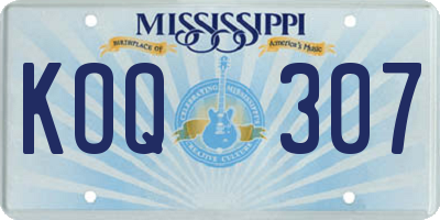 MS license plate KOQ307