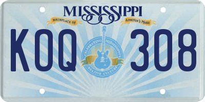MS license plate KOQ308
