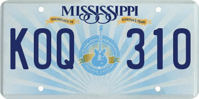 MS license plate KOQ310