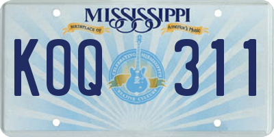 MS license plate KOQ311