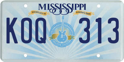 MS license plate KOQ313