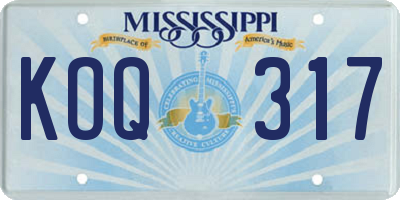 MS license plate KOQ317