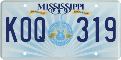MS license plate KOQ319