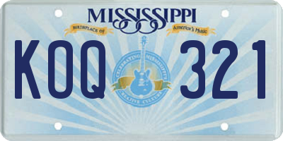 MS license plate KOQ321