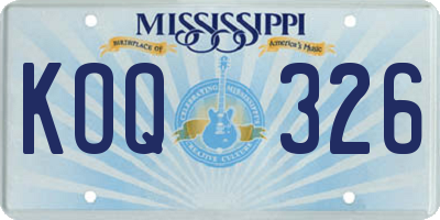MS license plate KOQ326
