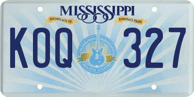 MS license plate KOQ327