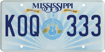 MS license plate KOQ333