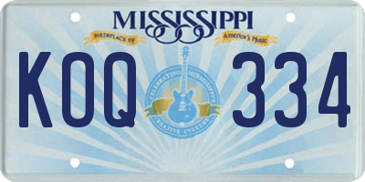 MS license plate KOQ334