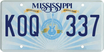 MS license plate KOQ337