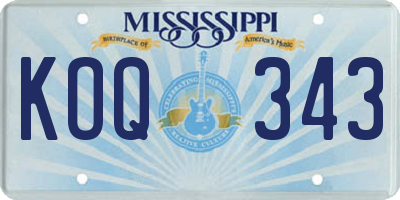 MS license plate KOQ343