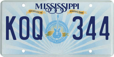 MS license plate KOQ344