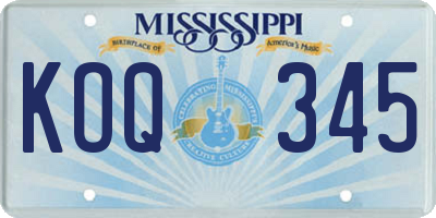 MS license plate KOQ345