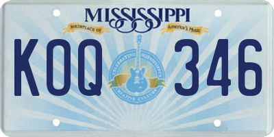 MS license plate KOQ346