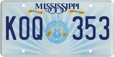 MS license plate KOQ353