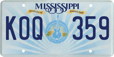 MS license plate KOQ359