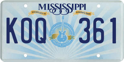 MS license plate KOQ361
