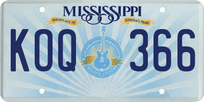 MS license plate KOQ366