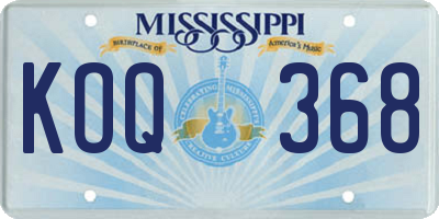 MS license plate KOQ368