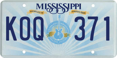 MS license plate KOQ371