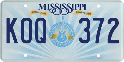 MS license plate KOQ372