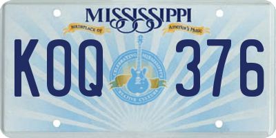 MS license plate KOQ376