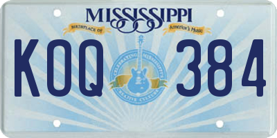 MS license plate KOQ384