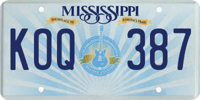 MS license plate KOQ387