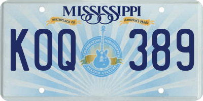MS license plate KOQ389