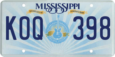 MS license plate KOQ398