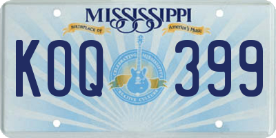 MS license plate KOQ399