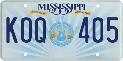 MS license plate KOQ405