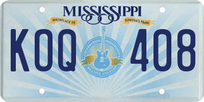 MS license plate KOQ408